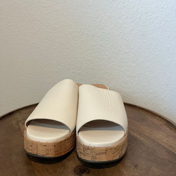 Seychelles Ivory Cork One Of A Kind Block Heel Slide Sandals Women's Size 9 - Picture 2 of 9